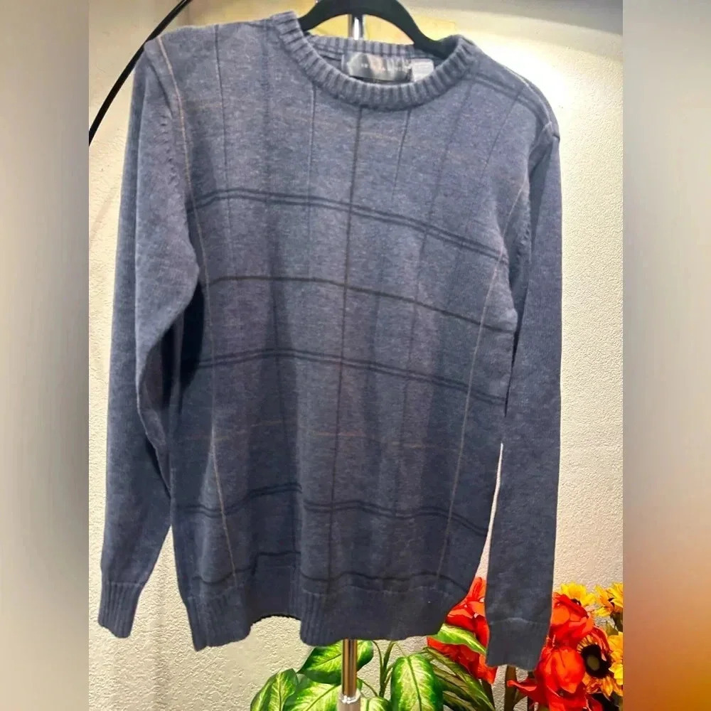 Oscar De La Renta Sweater Gray Blue Long Sleeve size M - Picture 1 of 13